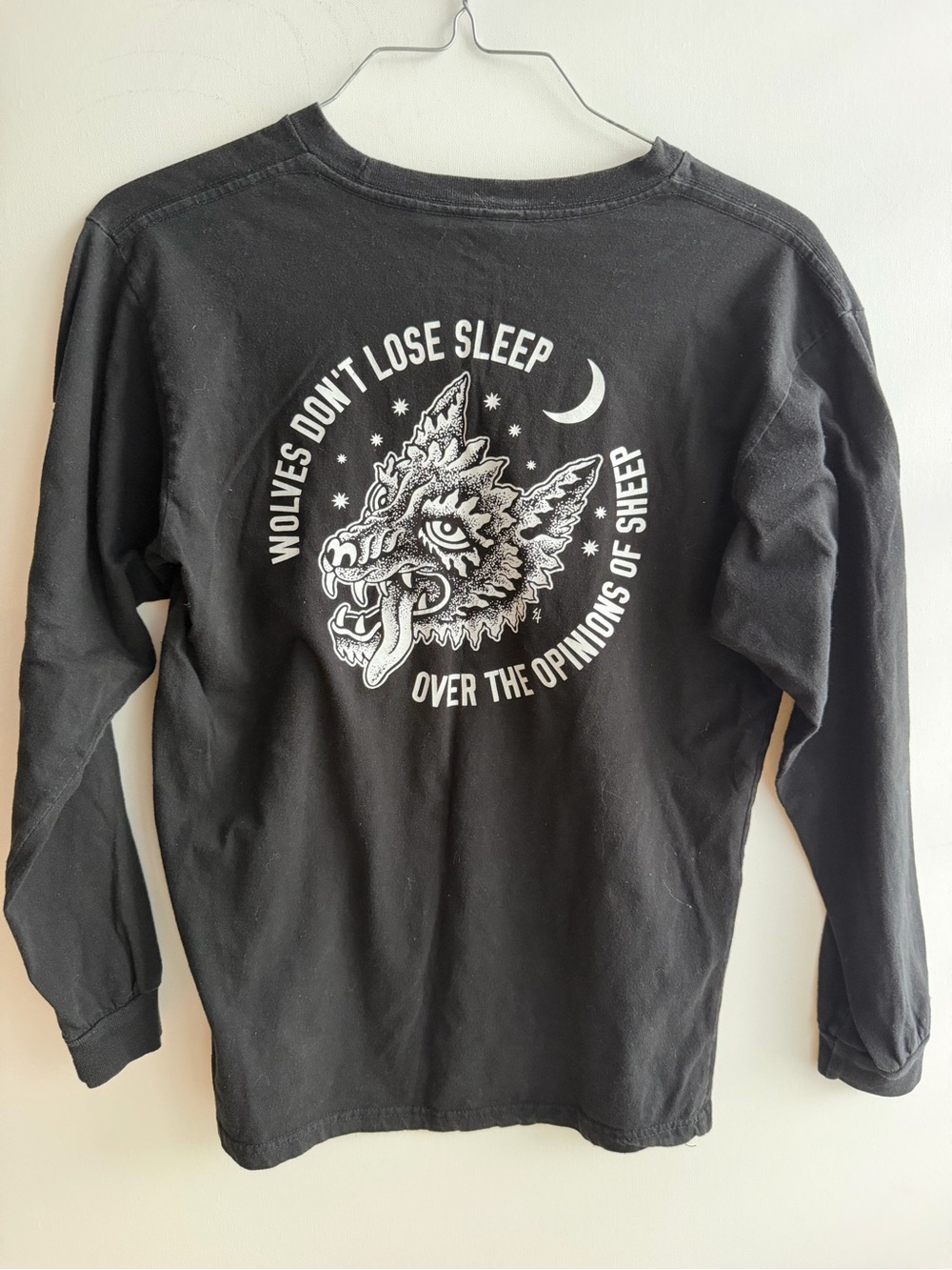 Lurking Class by Sketchy Tank Wolf Long Sleeve Shirt Black Graphic Tee Medium 51